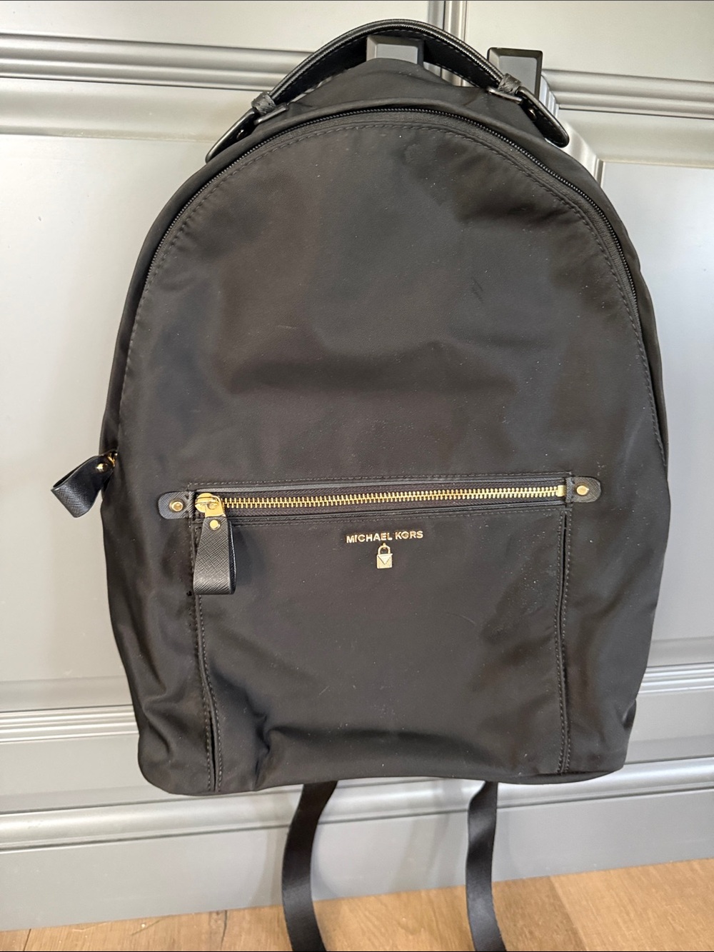 Michael Kors Black Nylon Backpack with Gold-Tone Accents